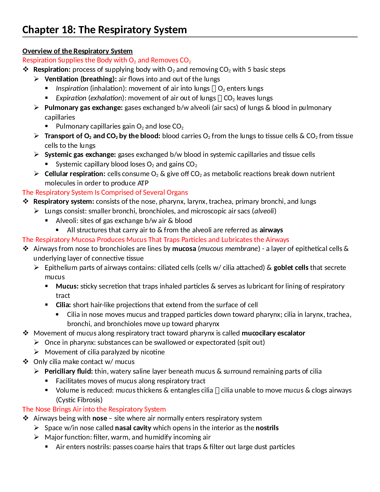 Preview of Testbank Chapter 18 The Respiratory System